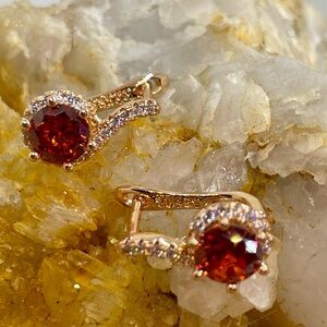 2.46ct Sapphire Earrings Rolled 14k ORANGE & WHITE